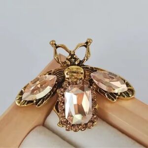 Champagne Gold Bee Brooch with Crystal Details